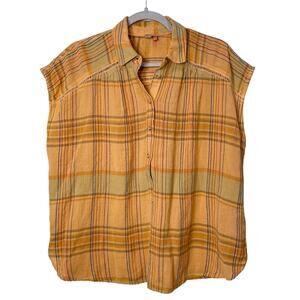 Pilcro Anthropologie Plaid Boxy Oversized Blouse Farmers Daughter Coastal XS
